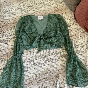J.O.A. Forest Green Textured Blouse